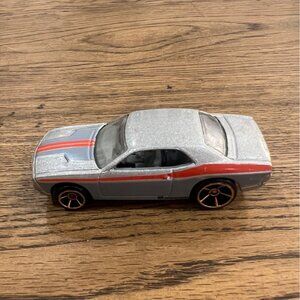 Hot Wheels Dodge Challenger Concept Die-Cast Car Silver W/ Red & Blue Stripes